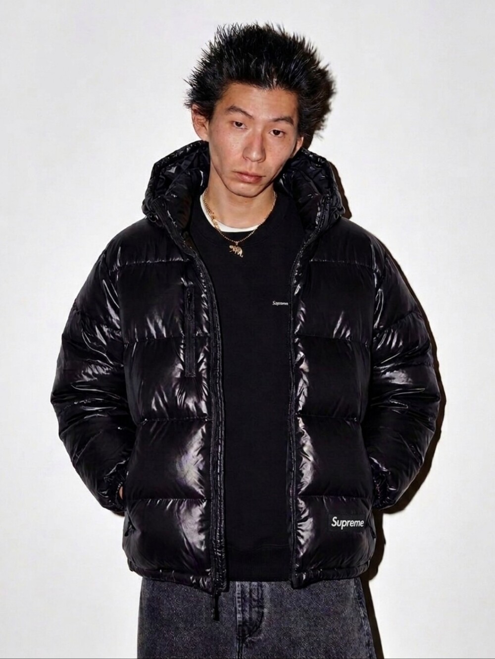 Supreme SS23 Black Madras Reversible Gore-Tex Windstopper Puffer Jacket Med NWT